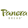 Image is of the business name 'Panera Bread' in olive-green script on a white background