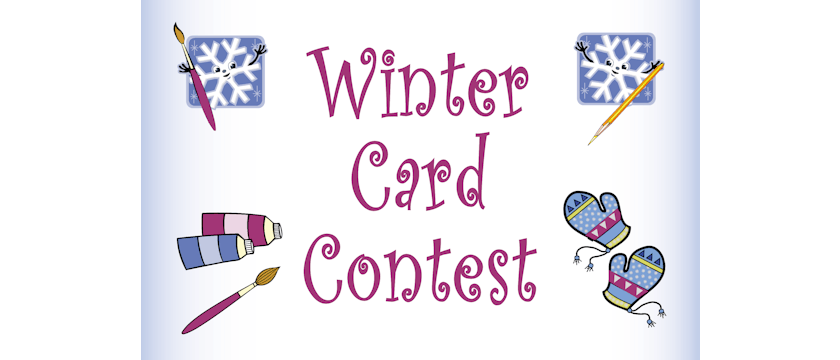 winter card contest with snowflakes and mittens